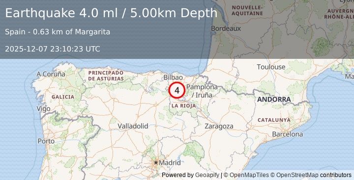 Earthquake SPAIN (4.0 ml) (2025-12-07 23:10:23 UTC)