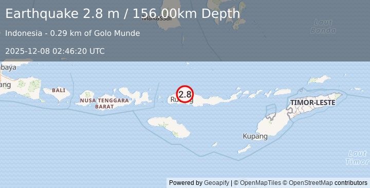 Earthquake FLORES REGION, INDONESIA (2.8 m) (2025-12-08 02:46:20 UTC)