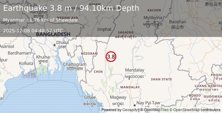 Earthquake MYANMAR (3.8 m) (2025-12-08 04:48:51 UTC)