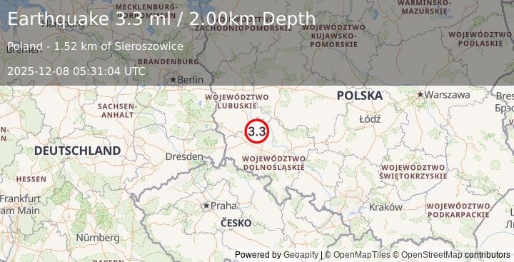 Earthquake POLAND (3.3 ml) (2025-12-08 05:31:04 UTC)