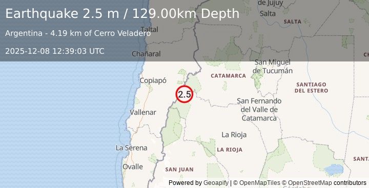 Earthquake LA RIOJA, ARGENTINA (2.5 m) (2025-12-08 12:39:03 UTC)