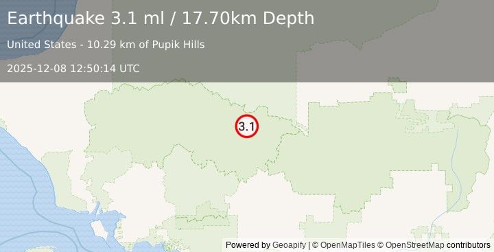 Earthquake NORTHERN ALASKA (3.0 ml) (2025-12-08 12:50:14 UTC)