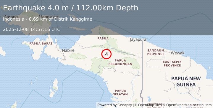 Earthquake PAPUA, INDONESIA (4.0 m) (2025-12-08 14:57:16 UTC)