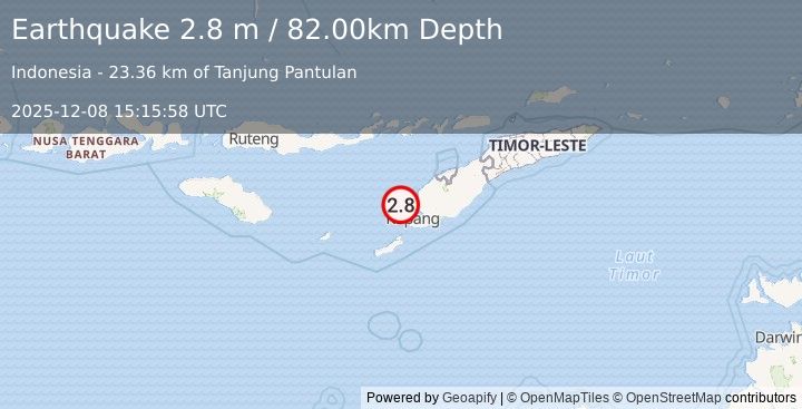 Earthquake TIMOR REGION, INDONESIA (2.8 m) (2025-12-08 15:15:58 UTC)