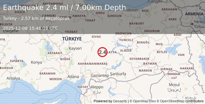 Earthquake CENTRAL TURKEY (2.4 ml) (2025-12-08 15:48:18 UTC)