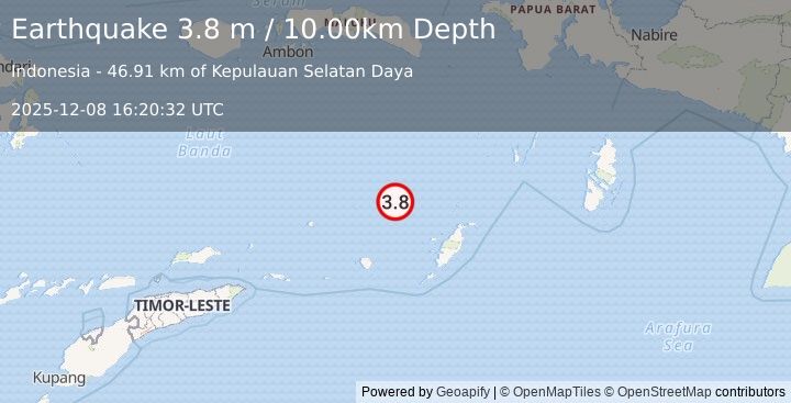 Earthquake BANDA SEA (3.8 m) (2025-12-08 16:20:32 UTC)
