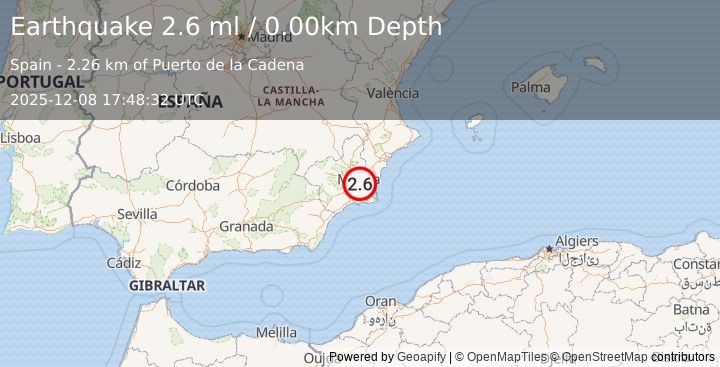 Earthquake SPAIN (2.6 ml) (2025-12-08 17:48:32 UTC)