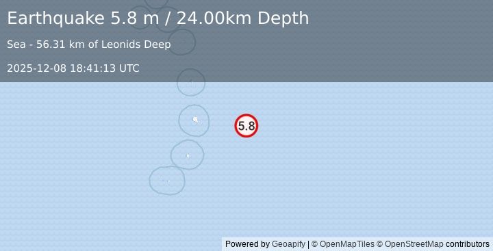 Earthquake SOUTH SANDWICH ISLANDS REGION (5.5 mb) (2025-12-08 18:41:16 UTC)