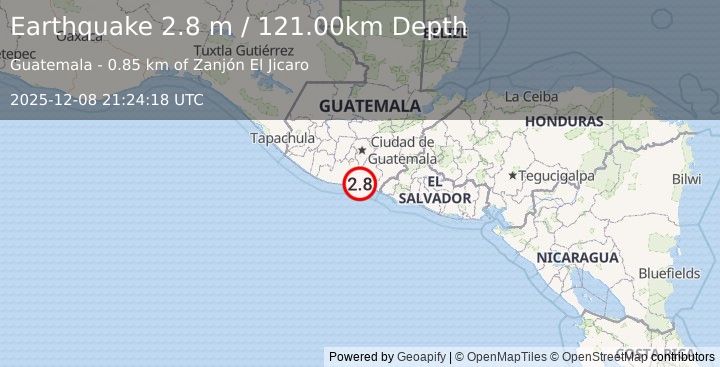 Earthquake GUATEMALA (2.8 m) (2025-12-08 21:24:18 UTC)