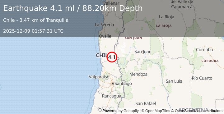 Earthquake COQUIMBO, CHILE (4.3 ml) (2025-12-09 01:57:32 UTC)