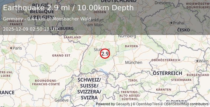 Earthquake GERMANY (2.9 ml) (2025-12-09 02:50:09 UTC)
