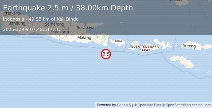 Earthquake SOUTH OF BALI, INDONESIA (2.5 m) (2025-12-09 07:48:51 UTC)