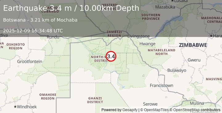 Earthquake BOTSWANA (3.4 m) (2025-12-09 16:34:48 UTC)