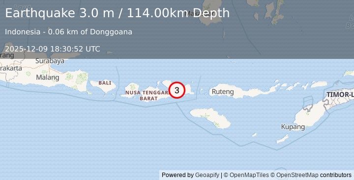 Earthquake SUMBAWA REGION, INDONESIA (3.0 m) (2025-12-09 18:30:52 UTC)
