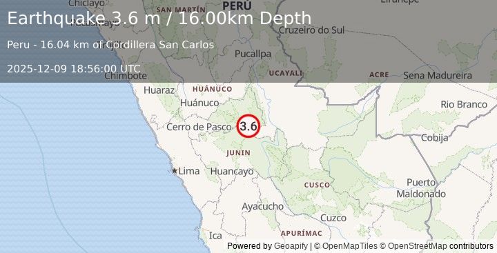 Earthquake CENTRAL PERU (3.6 m) (2025-12-09 18:56:00 UTC)