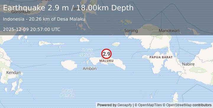 Earthquake SERAM, INDONESIA (2.9 m) (2025-12-09 20:57:00 UTC)