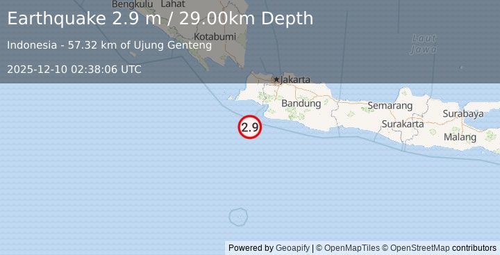 Earthquake JAVA, INDONESIA (2.9 m) (2025-12-10 02:38:06 UTC)