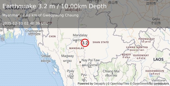 Earthquake MYANMAR (3.2 m) (2025-12-10 02:40:39 UTC)