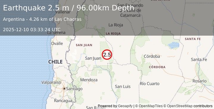 Earthquake SAN JUAN, ARGENTINA (2.5 m) (2025-12-10 03:33:24 UTC)