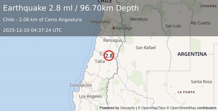 Earthquake MAULE, CHILE (2.8 ml) (2025-12-10 04:37:24 UTC)