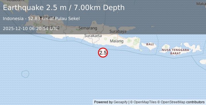 Earthquake JAVA, INDONESIA (2.5 m) (2025-12-10 06:20:54 UTC)