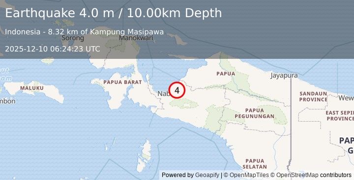Earthquake PAPUA, INDONESIA (4.0 m) (2025-12-10 06:24:23 UTC)