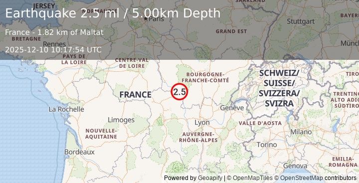 Earthquake FRANCE (2.5 ml) (2025-12-10 10:17:54 UTC)