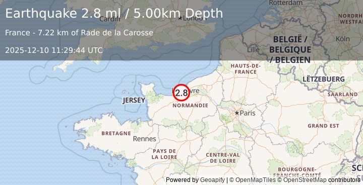 Earthquake FRANCE (2.8 ml) (2025-12-10 11:29:44 UTC)