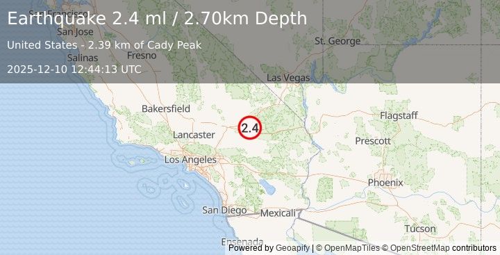 Earthquake SOUTHERN CALIFORNIA (2.4 ml) (2025-12-10 12:44:13 UTC)