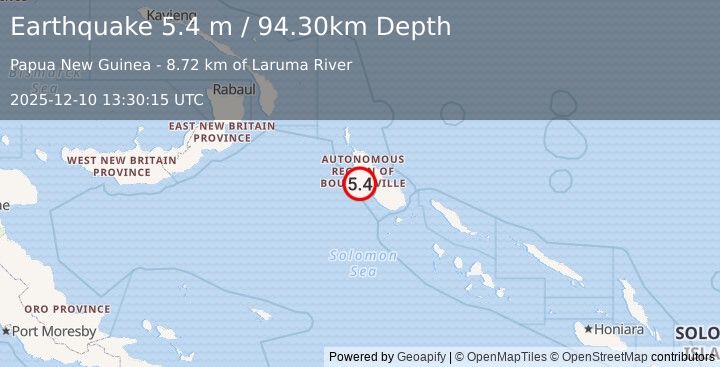 Earthquake BOUGAINVILLE REGION, P.N.G. (5.3 mb) (2025-12-10 13:30:17 UTC)