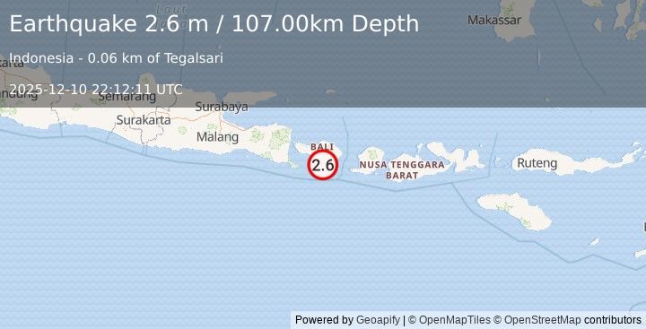 Earthquake BALI REGION, INDONESIA (2.6 m) (2025-12-10 22:12:11 UTC)