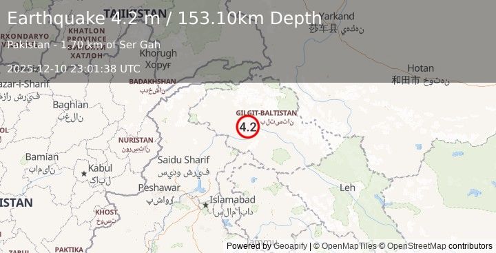 Earthquake NORTHWESTERN KASHMIR (3.7 m) (2025-12-10 23:01:36 UTC)