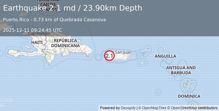 Earthquake PUERTO RICO (2.1 md) (2025-12-11 09:24:45 UTC)