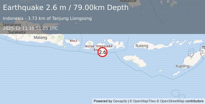 Earthquake SUMBAWA REGION, INDONESIA (2.6 m) (2025-12-11 10:51:05 UTC)