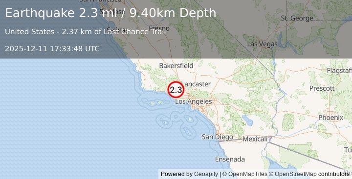 Earthquake SOUTHERN CALIFORNIA (2.3 ml) (2025-12-11 17:33:48 UTC)