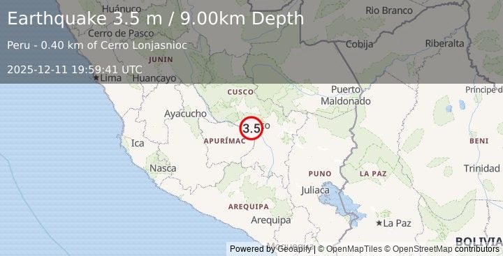 Earthquake CENTRAL PERU (3.5 m) (2025-12-11 19:59:41 UTC)