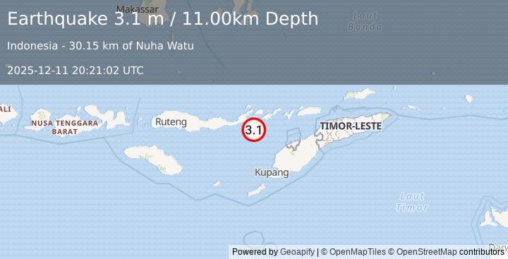 Earthquake FLORES REGION, INDONESIA (3.1 m) (2025-12-11 20:21:02 UTC)