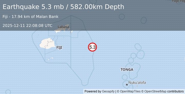 Earthquake FIJI REGION (5.3 mb) (2025-12-11 22:08:08 UTC)