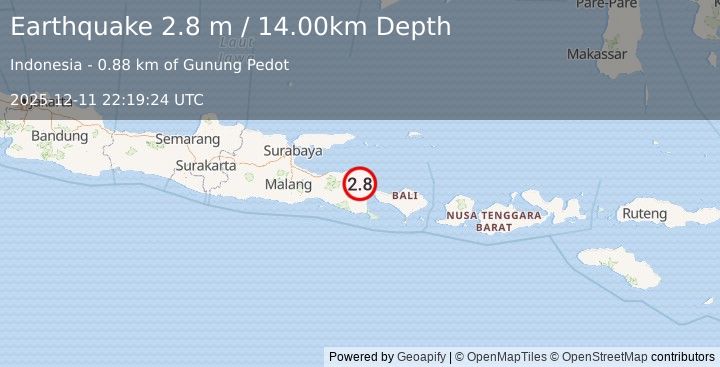 Earthquake BALI SEA (2.8 m) (2025-12-11 22:19:24 UTC)