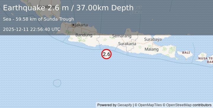 Earthquake JAVA, INDONESIA (2.6 m) (2025-12-11 22:56:40 UTC)