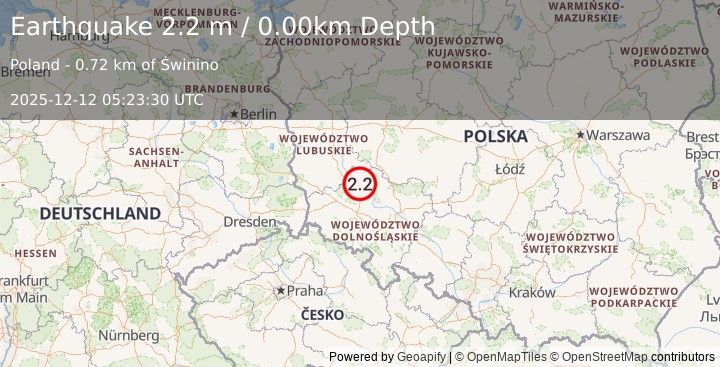 Earthquake POLAND (2.2 m) (2025-12-12 05:23:30 UTC)