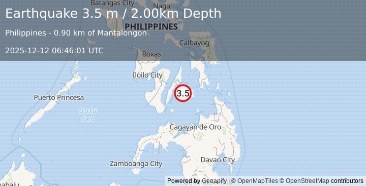 Earthquake BOHOL, PHILIPPINES (3.5 m) (2025-12-12 06:46:01 UTC)