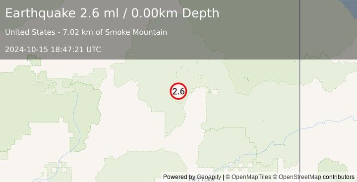 Earthquake 35 km W of Arctic Village, Alaska (2.6 ml) (2024-10-15 18:47:21 UTC)