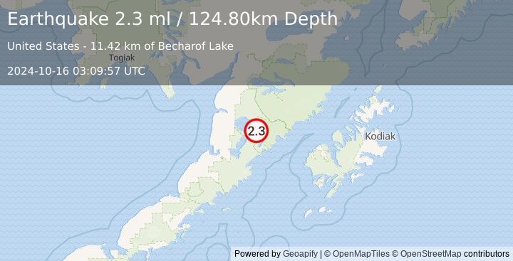 Earthquake 77 km ESE of Egegik, Alaska (2.3 ml) (2024-10-16 03:09:57 UTC)