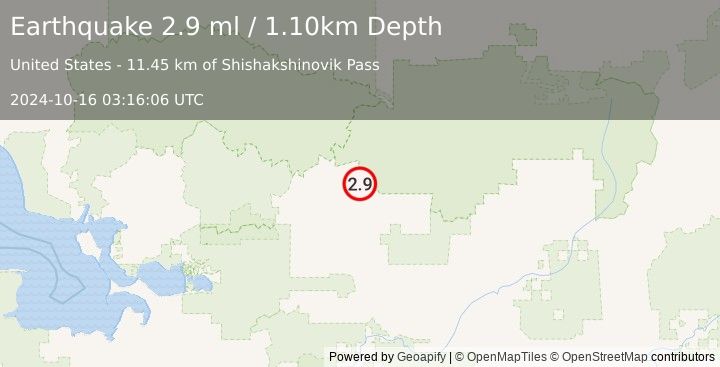 Earthquake 53 km NNE of Kobuk, Alaska (2.9 ml) (2024-10-16 03:16:06 UTC)