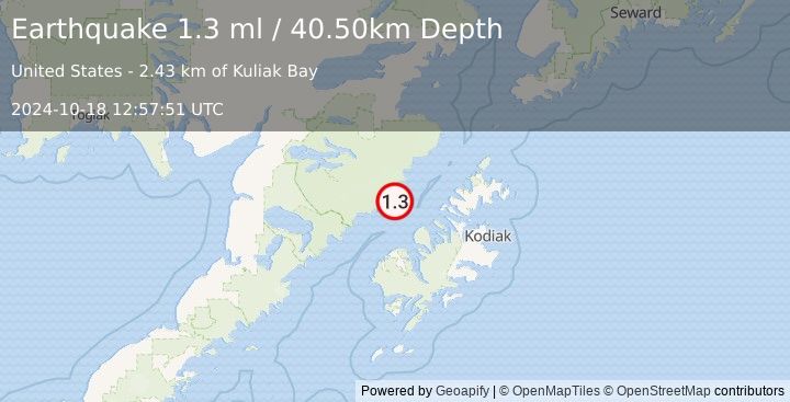 Earthquake 66 km N of Karluk, Alaska (1.3 ml) (2024-10-18 12:57:51 UTC)