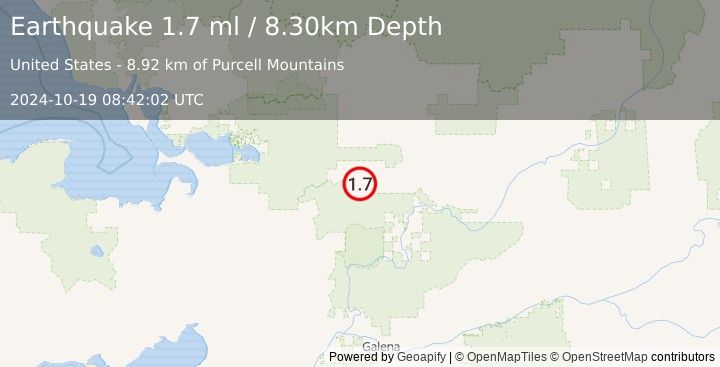 Earthquake 73 km NW of Huslia, Alaska (1.7 ml) (2024-10-19 08:42:02 UTC)