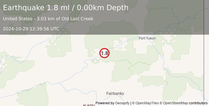 Earthquake 28 km ENE of Stevens Village, Alaska (1.8 ml) (2024-10-29 12:39:56 UTC)