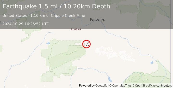 Earthquake 12 km E of Healy, Alaska (1.5 ml) (2024-10-29 16:25:52 UTC)