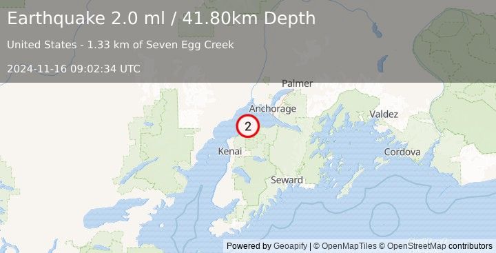 Earthquake 1 km NNE of Point Possession, Alaska (2.0 ml) (2024-11-16 09:02:34 UTC)